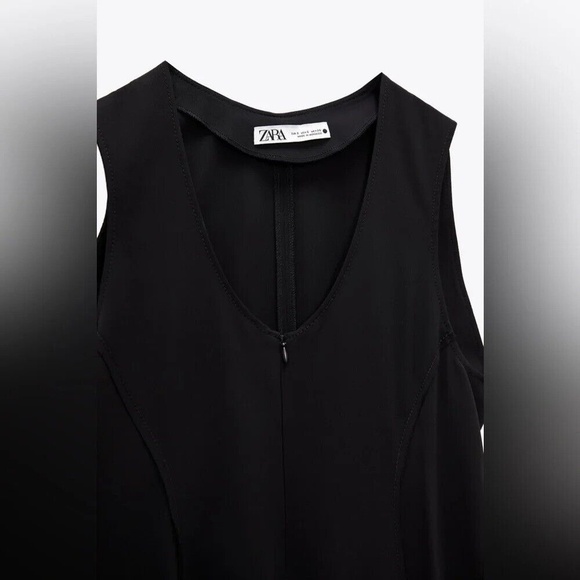 Zara Limited Edition Front Zip V-Neck Midi Dress- Size S Black NWT - Picture 4 of 11